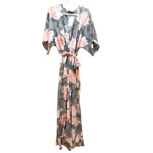 Premier Amour Green & Pink Floral V Neck Women's Dress A-line Crepe Material 14
